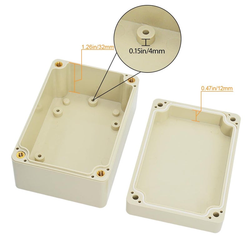 LeMotech Waterproof Dustproof IP65 ABS Plastic Junction Box Universal Electric Project Enclosure Pale Gray 3.9 x 2.7 x 2 inch (100 x 68 x 50 mm) - Image 4